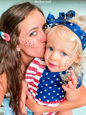 Patriotic stars face freckles temporary tattoos. Set of 3 tattoo sheets - Ducky Street